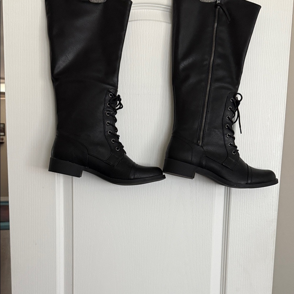 Rocket Dog Black Lace Up Knee-High Boots